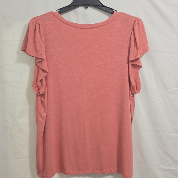 Torrid Women's Size 3 Pink V-Neck Top Ruffle Sleeves - Picture 5 of 7